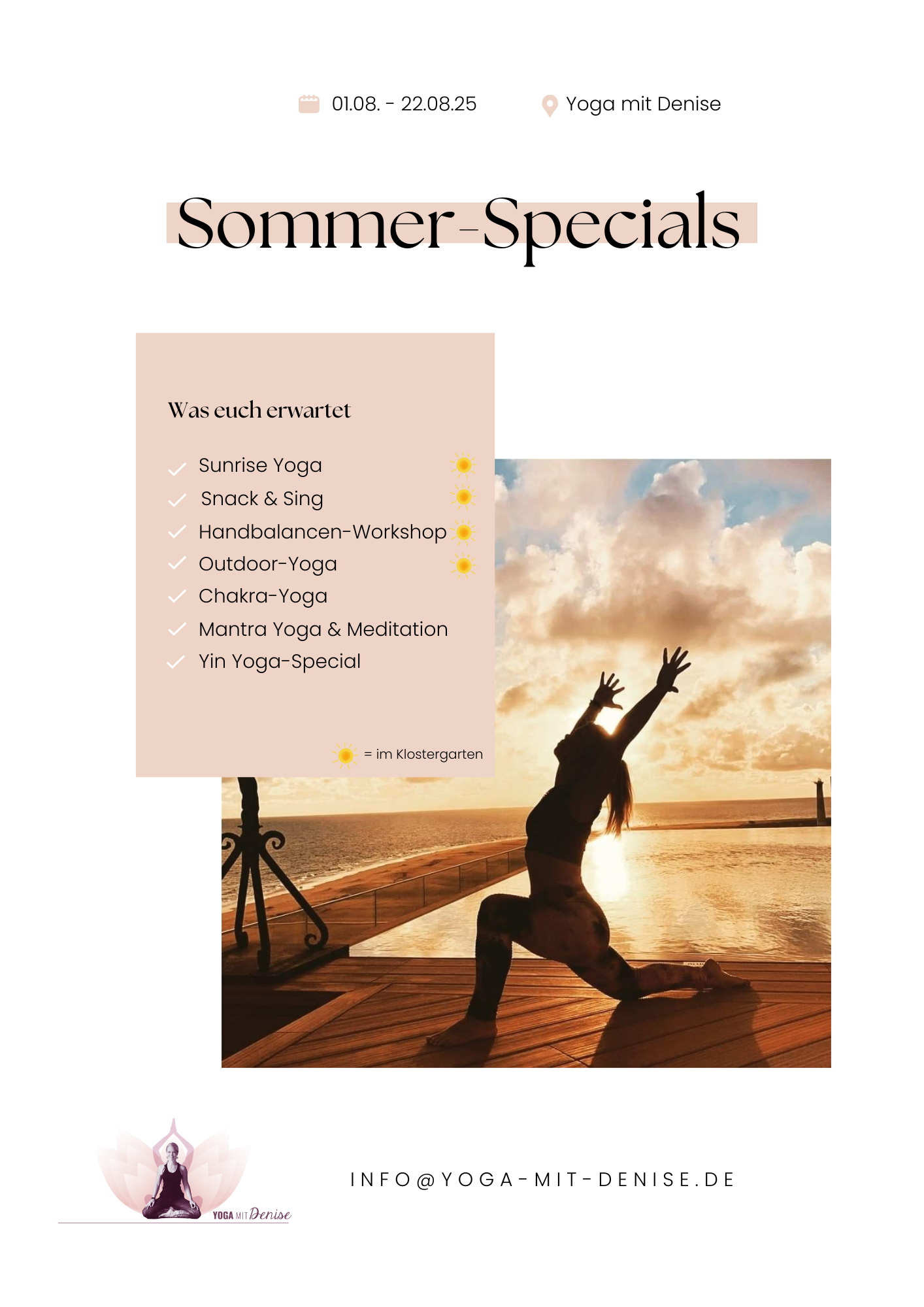 Beige Rosa Weiß Modern Pastell Elegant Yoga Event Foto Flyer A4 Dokument